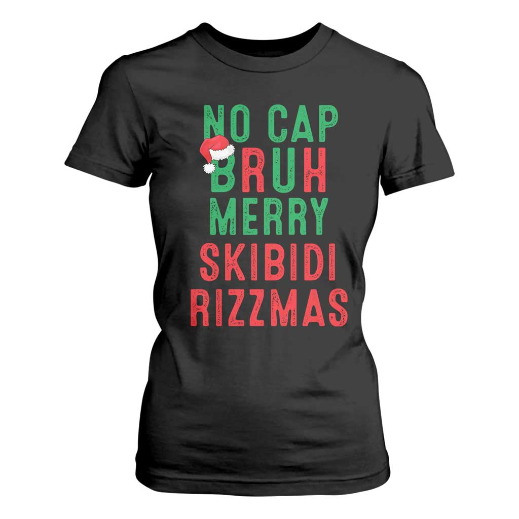 Funny Xmas T Shirt For Women No Cap BRUH Merry Skibidi Rizzmas TS09 Black Print Your Wear