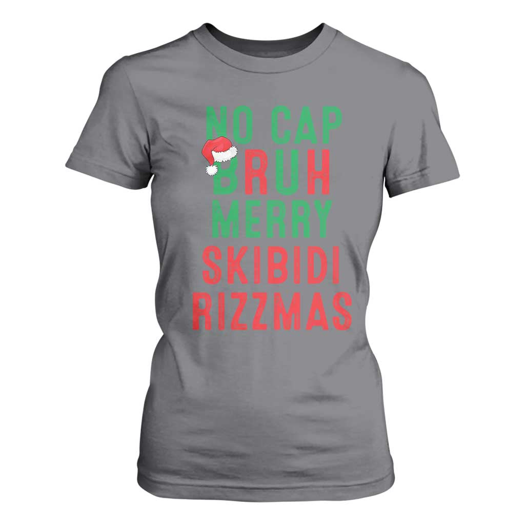 Funny Xmas T Shirt For Women No Cap BRUH Merry Skibidi Rizzmas TS09 Charcoal Print Your Wear