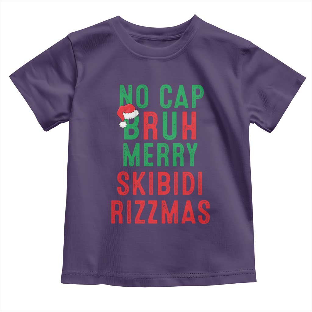 Funny Xmas Toddler T Shirt No Cap BRUH Merry Skibidi Rizzmas TS09 Purple Print Your Wear