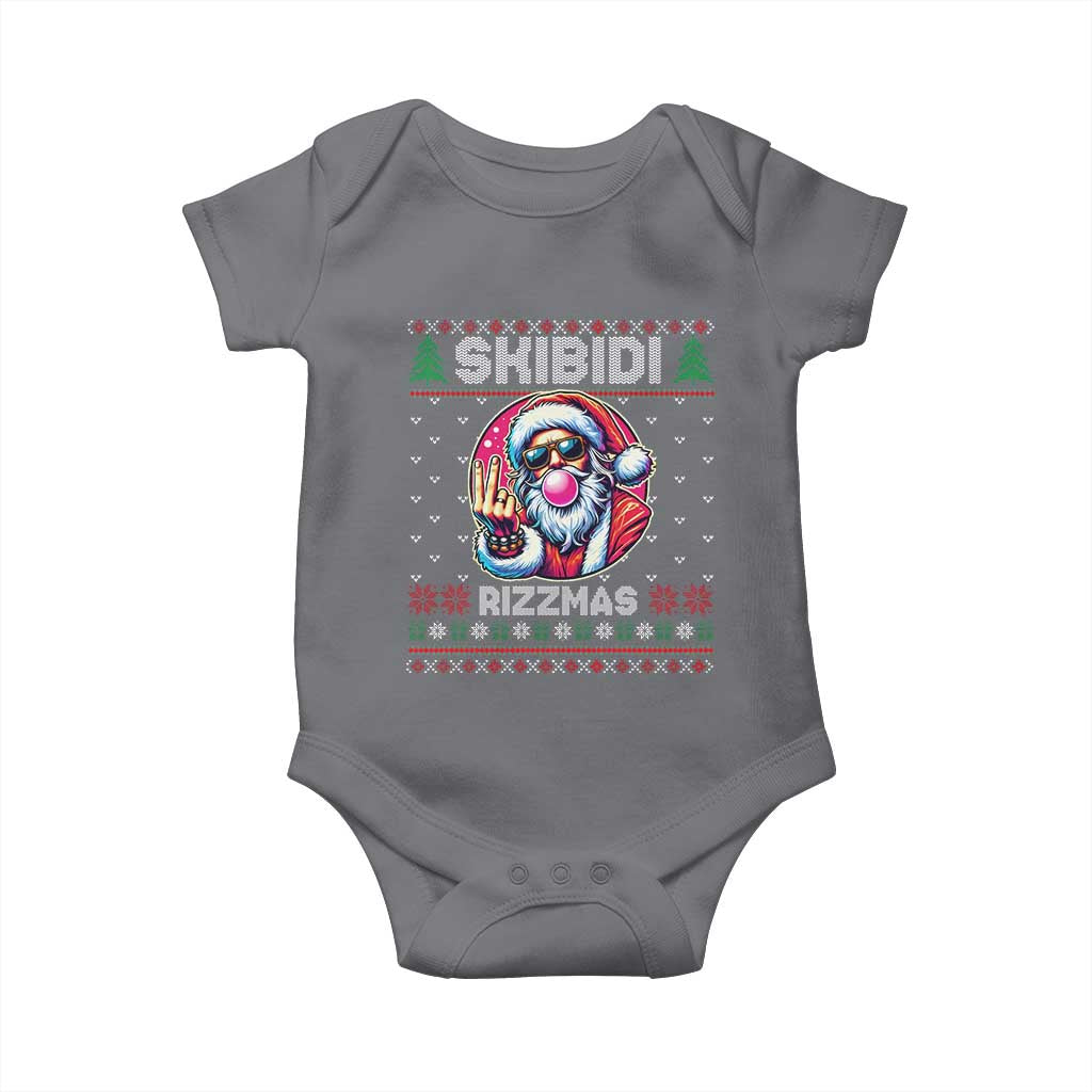 Funny Xmas Baby Onesie Skibidi Rizzmas Santa Bubble Gum TS09 Charcoal Print Your Wear
