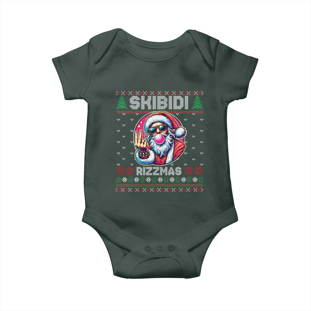 Funny Xmas Baby Onesie Skibidi Rizzmas Santa Bubble Gum TS09 Print Your Wear