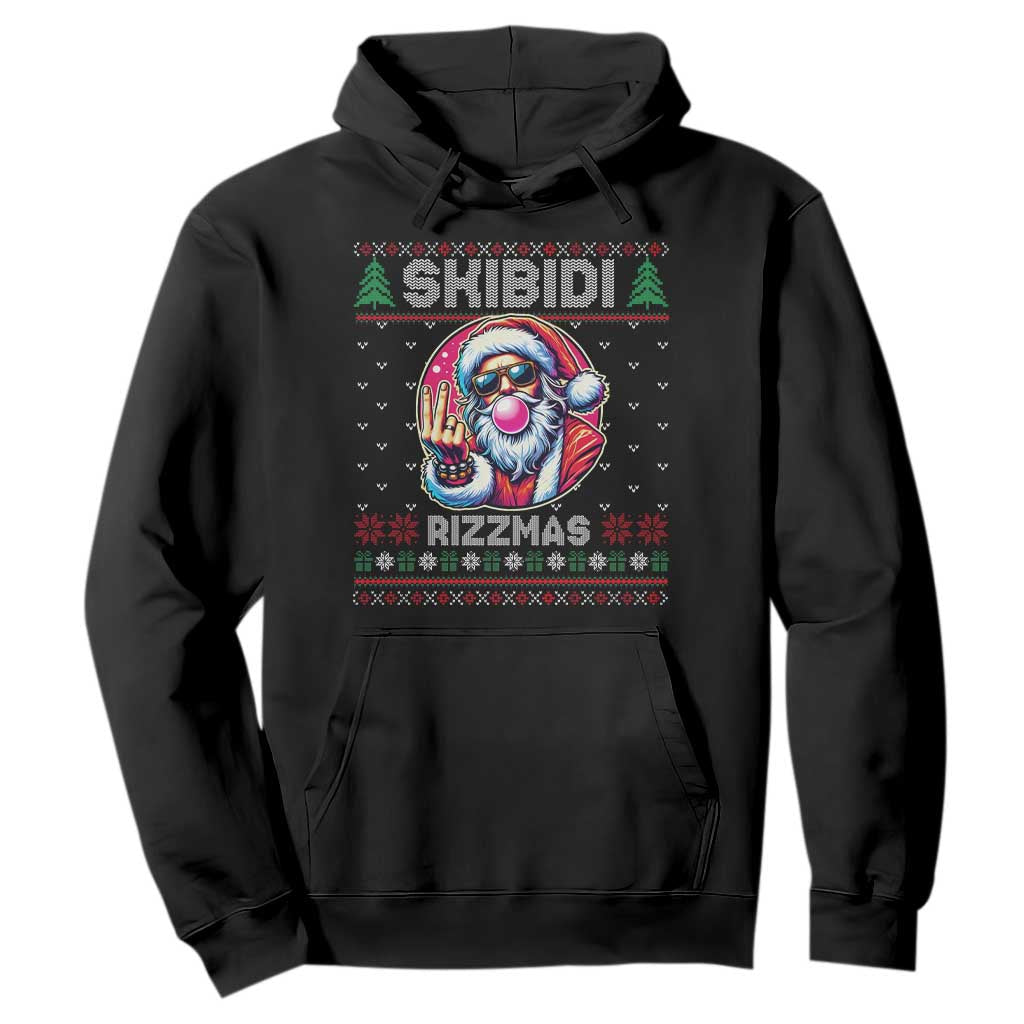 Funny Xmas Hoodie Skibidi Rizzmas Santa Bubble Gum TS09 Black Print Your Wear