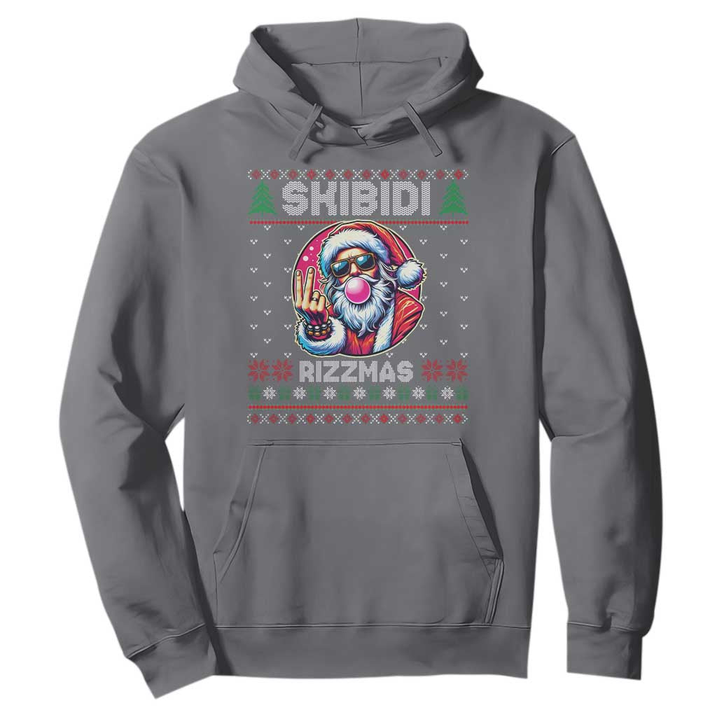 Funny Xmas Hoodie Skibidi Rizzmas Santa Bubble Gum TS09 Charcoal Print Your Wear