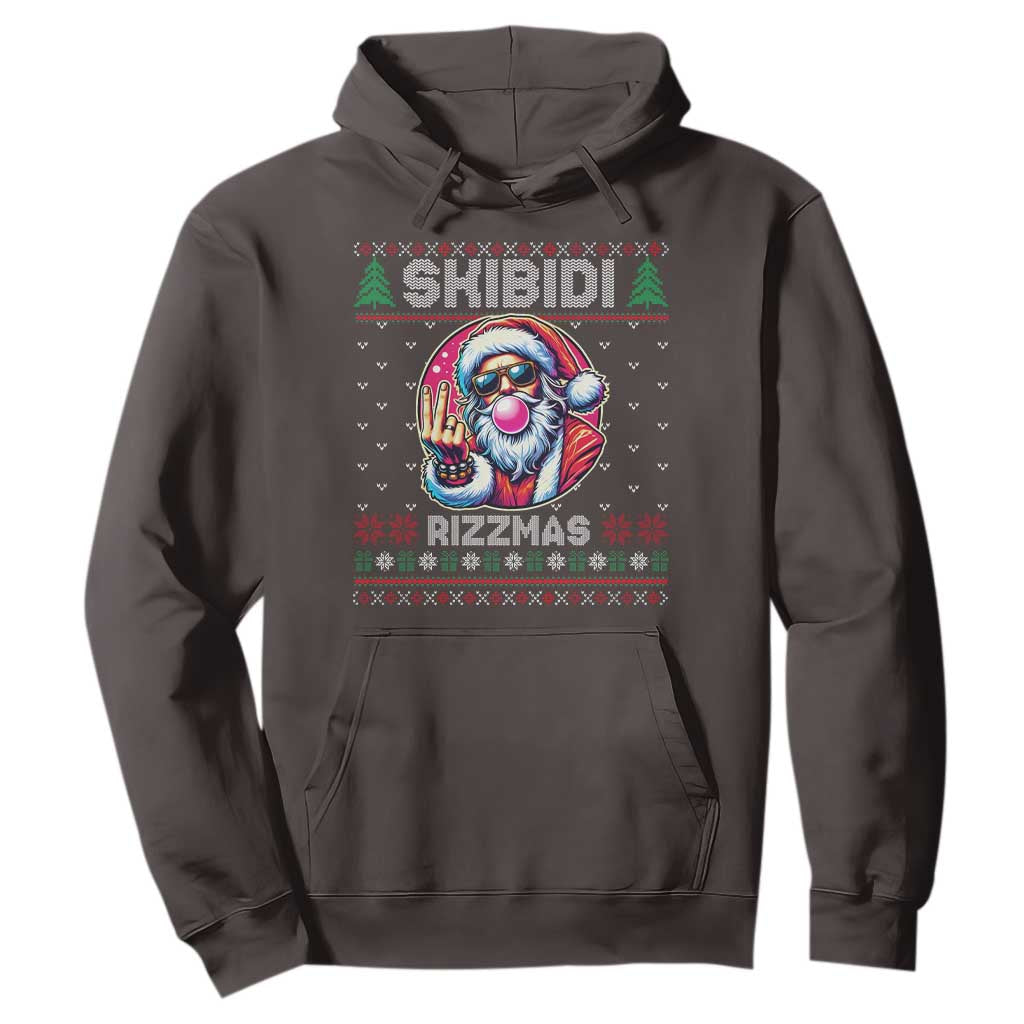 Funny Xmas Hoodie Skibidi Rizzmas Santa Bubble Gum TS09 Dark Chocolate Print Your Wear