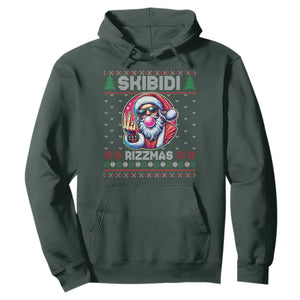 Funny Xmas Hoodie Skibidi Rizzmas Santa Bubble Gum TS09 Dark Forest Green Print Your Wear