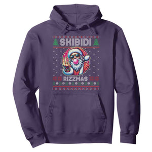 Funny Xmas Hoodie Skibidi Rizzmas Santa Bubble Gum TS09 Purple Print Your Wear
