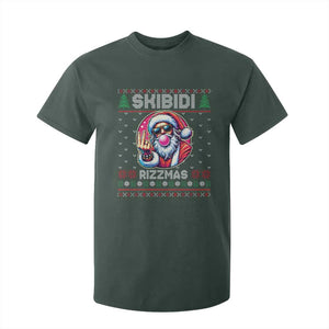 Funny Xmas T Shirt For Kid Skibidi Rizzmas Santa Bubble Gum TS09 Dark Forest Green Print Your Wear