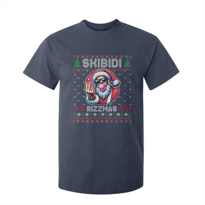 Funny Xmas T Shirt For Kid Skibidi Rizzmas Santa Bubble Gum TS09 Navy Print Your Wear