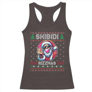 Funny Xmas Racerback Tank Top Skibidi Rizzmas Santa Bubble Gum TS09 Dark Chocolate Print Your Wear