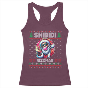 Funny Xmas Racerback Tank Top Skibidi Rizzmas Santa Bubble Gum TS09 Maroon Print Your Wear