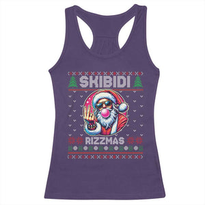 Funny Xmas Racerback Tank Top Skibidi Rizzmas Santa Bubble Gum TS09 Purple Print Your Wear