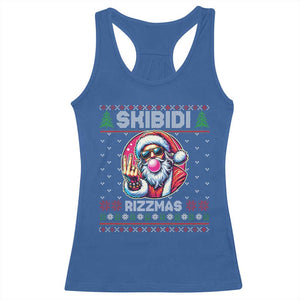 Funny Xmas Racerback Tank Top Skibidi Rizzmas Santa Bubble Gum TS09 Royal Blue Print Your Wear