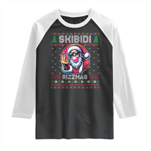 Funny Xmas Raglan Shirt Skibidi Rizzmas Santa Bubble Gum TS09 Black White Print Your Wear