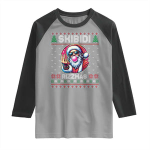 Funny Xmas Raglan Shirt Skibidi Rizzmas Santa Bubble Gum TS09 Sport Gray Black Print Your Wear