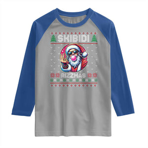 Funny Xmas Raglan Shirt Skibidi Rizzmas Santa Bubble Gum TS09 Sport Gray Royal Print Your Wear