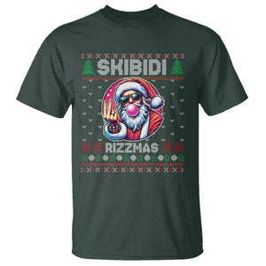 Funny Xmas T Shirt Skibidi Rizzmas Santa Bubble Gum TS09 Dark Forest Green Print Your Wear