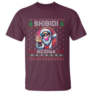 Funny Xmas T Shirt Skibidi Rizzmas Santa Bubble Gum TS09 Maroon Print Your Wear