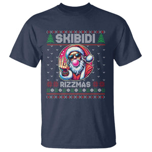 Funny Xmas T Shirt Skibidi Rizzmas Santa Bubble Gum TS09 Navy Print Your Wear