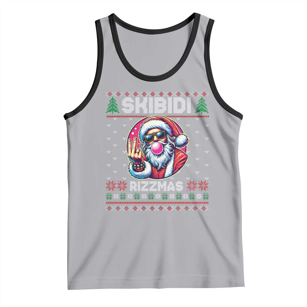 Funny Xmas Tank Top Skibidi Rizzmas Santa Bubble Gum TS09 Athletic Heather Black Print Your Wear