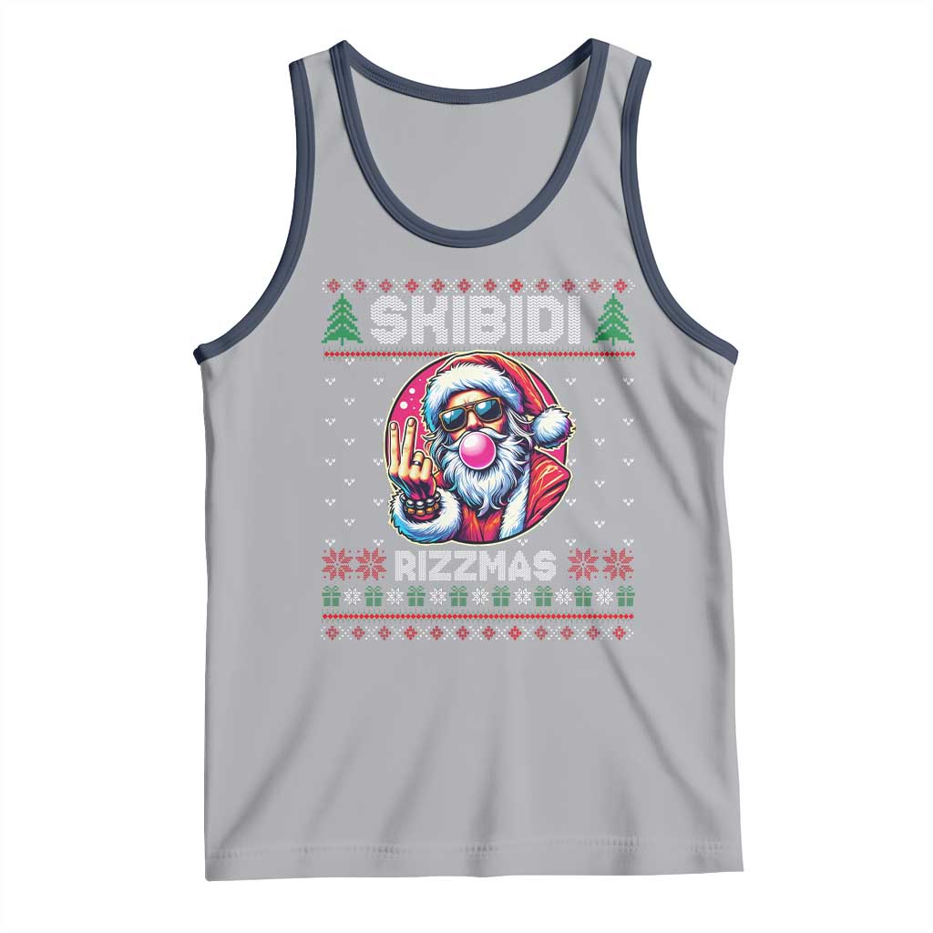 Funny Xmas Tank Top Skibidi Rizzmas Santa Bubble Gum TS09 Athletic Heather Navy Print Your Wear