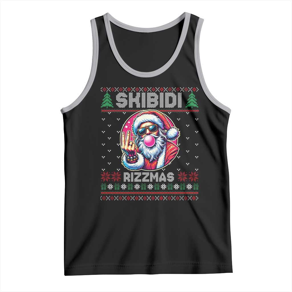 Funny Xmas Tank Top Skibidi Rizzmas Santa Bubble Gum TS09 Black Athletic Heather Print Your Wear