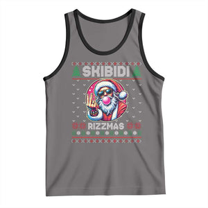 Funny Xmas Tank Top Skibidi Rizzmas Santa Bubble Gum TS09 Deep Heather Black Print Your Wear
