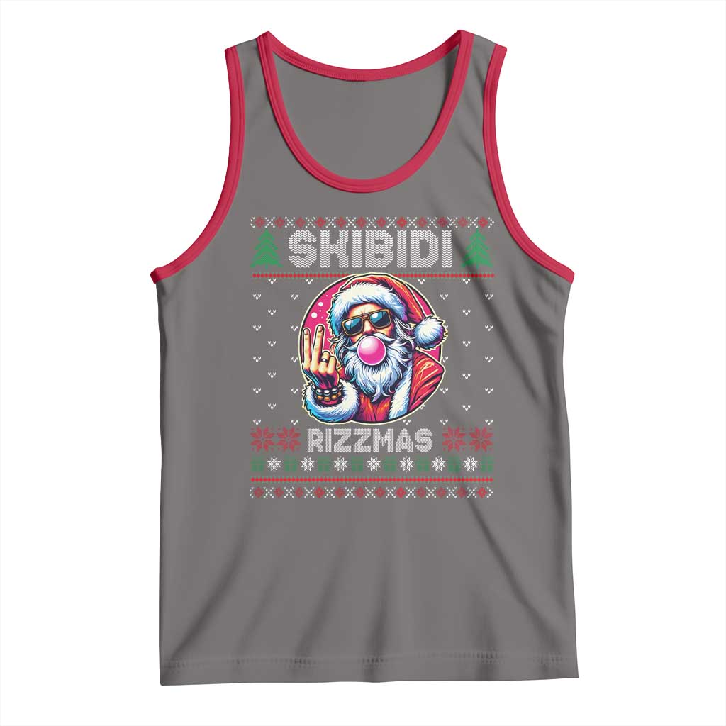 Funny Xmas Tank Top Skibidi Rizzmas Santa Bubble Gum TS09 Deep Heather Red Print Your Wear