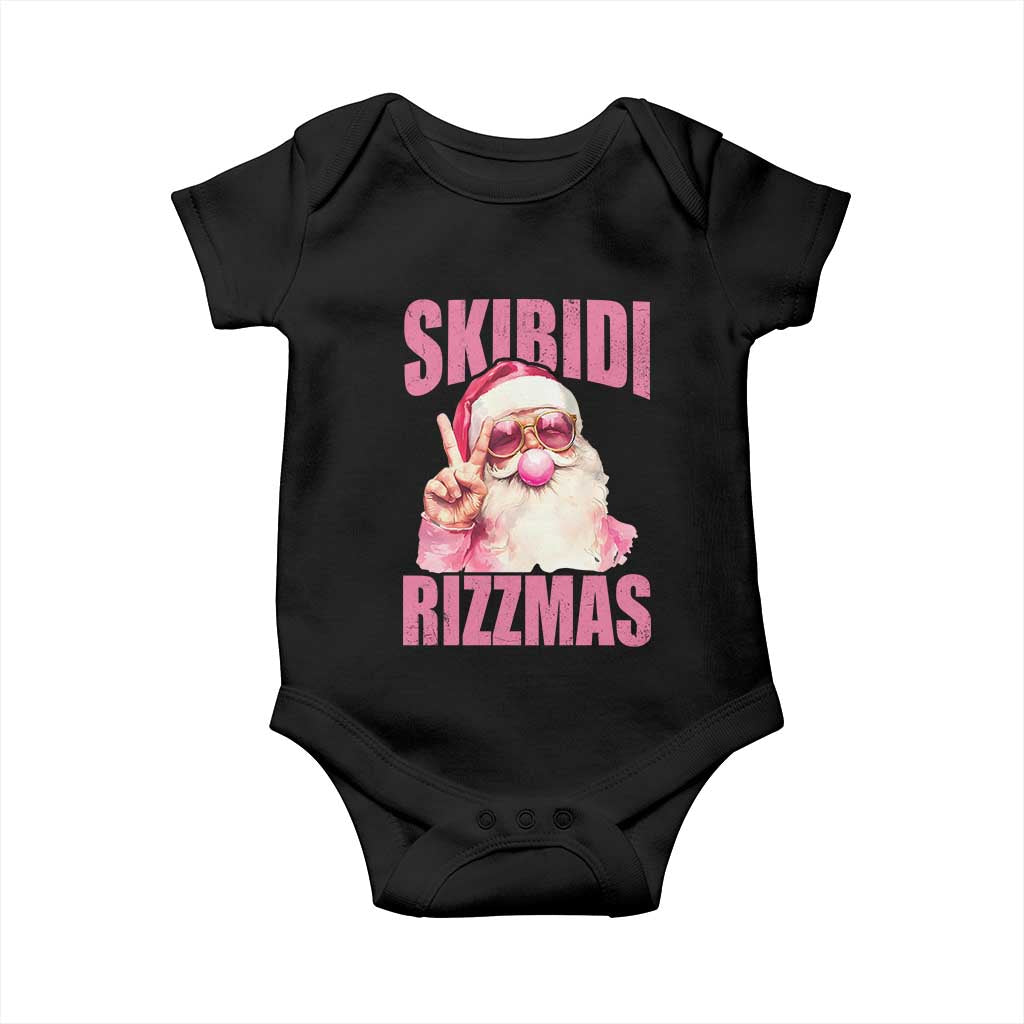 Funny Xmas Baby Onesie Skibidi Rizzmas Pink Santa Bubble Gum TS09 Black Print Your Wear