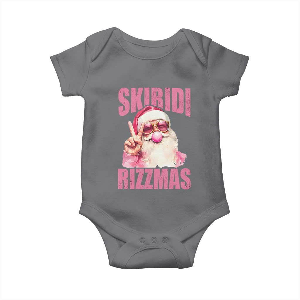 Funny Xmas Baby Onesie Skibidi Rizzmas Pink Santa Bubble Gum TS09 Charcoal Print Your Wear