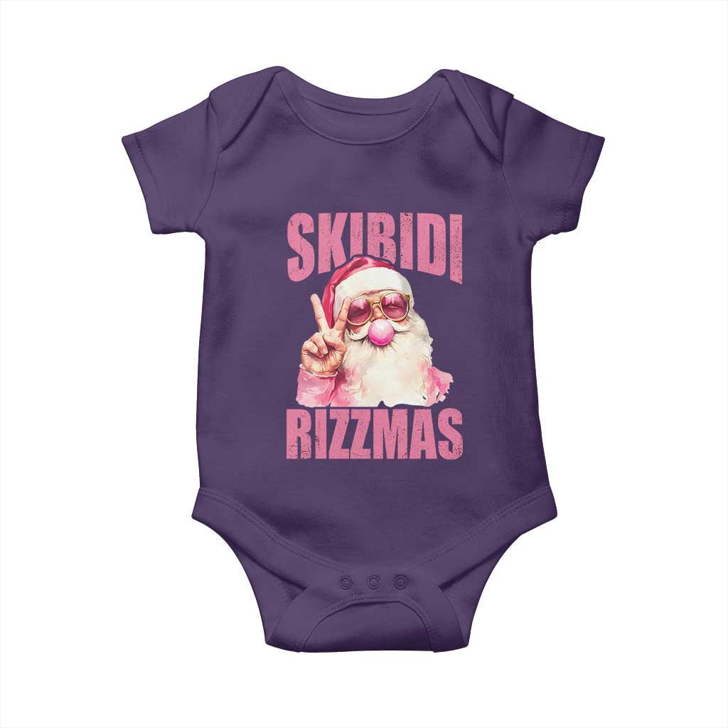 Funny Xmas Baby Onesie Skibidi Rizzmas Pink Santa Bubble Gum TS09 Purple Print Your Wear