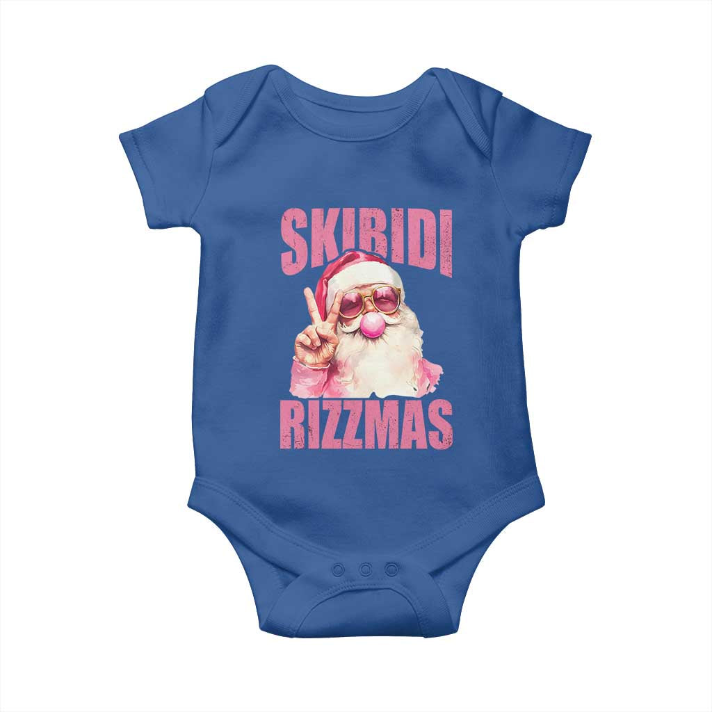 Funny Xmas Baby Onesie Skibidi Rizzmas Pink Santa Bubble Gum TS09 Royal Blue Print Your Wear