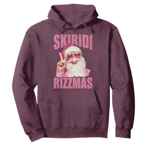 Funny Xmas Hoodie Skibidi Rizzmas Pink Santa Bubble Gum TS09 Maroon Print Your Wear