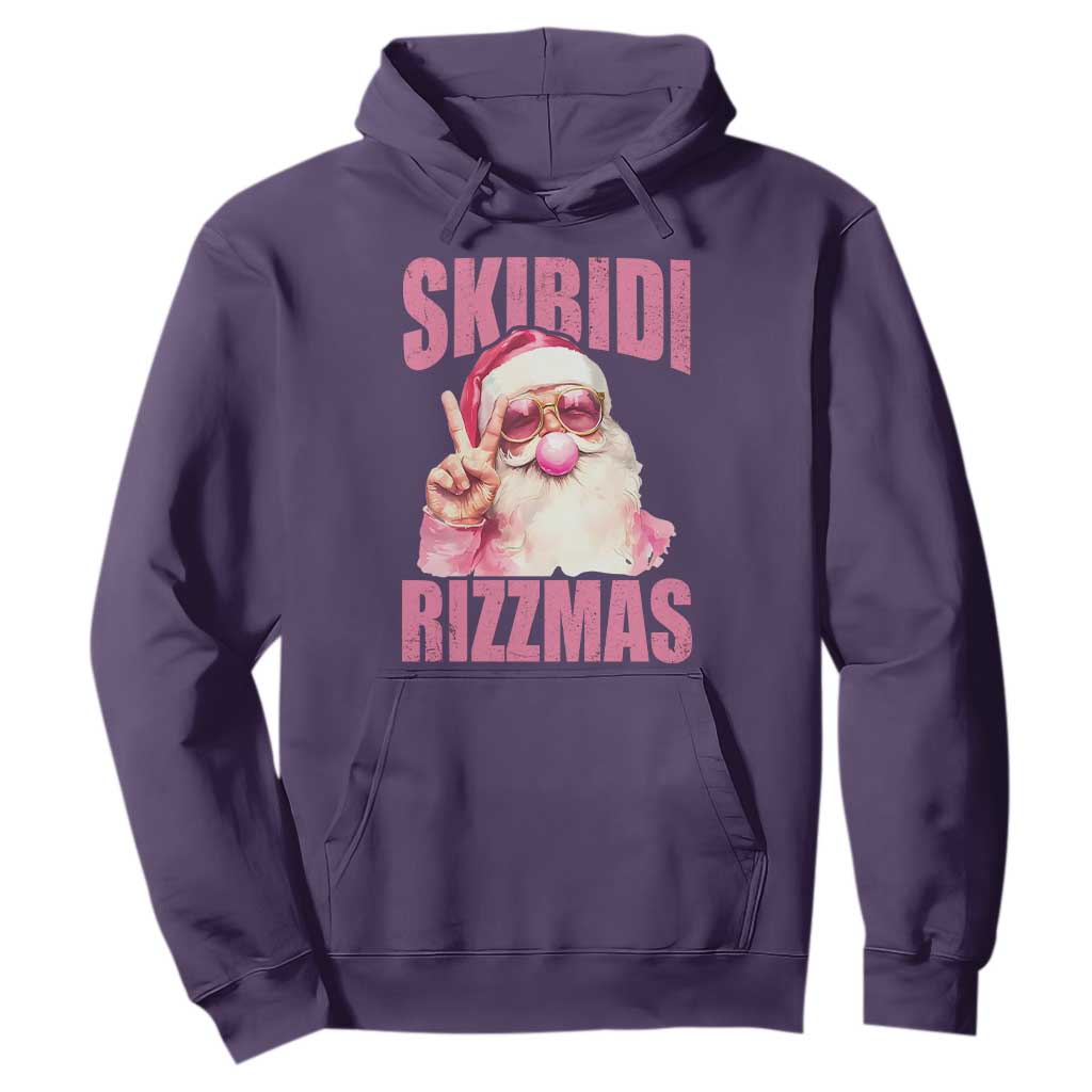 Funny Xmas Hoodie Skibidi Rizzmas Pink Santa Bubble Gum TS09 Purple Print Your Wear
