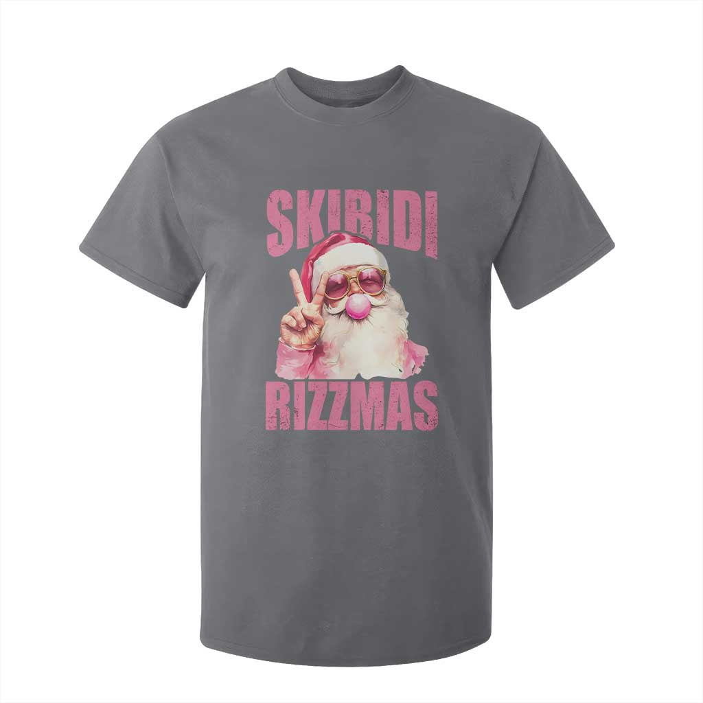Funny Xmas T Shirt For Kid Skibidi Rizzmas Pink Santa Bubble Gum TS09 Charcoal Print Your Wear