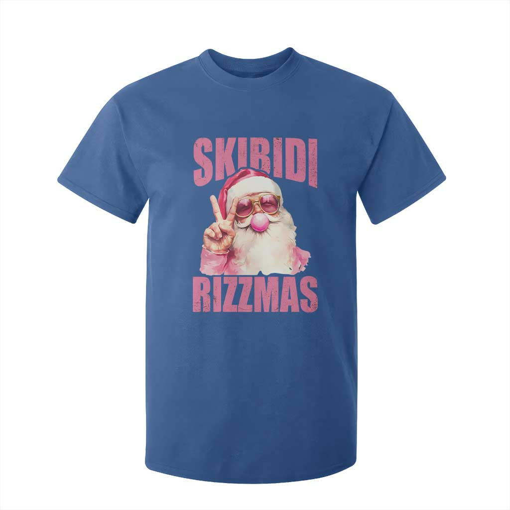 Funny Xmas T Shirt For Kid Skibidi Rizzmas Pink Santa Bubble Gum TS09 Royal Blue Print Your Wear