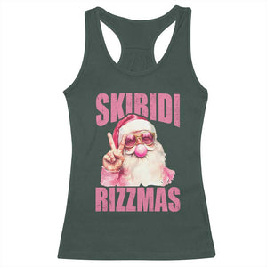 Funny Xmas Racerback Tank Top Skibidi Rizzmas Pink Santa Bubble Gum TS09 Dark Forest Green Print Your Wear