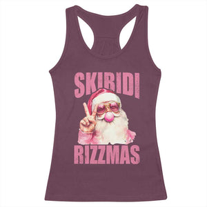 Funny Xmas Racerback Tank Top Skibidi Rizzmas Pink Santa Bubble Gum TS09 Maroon Print Your Wear