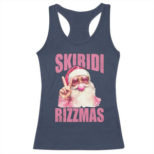 Funny Xmas Racerback Tank Top Skibidi Rizzmas Pink Santa Bubble Gum TS09 Navy Print Your Wear