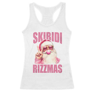 Funny Xmas Racerback Tank Top Skibidi Rizzmas Pink Santa Bubble Gum TS09 White Print Your Wear