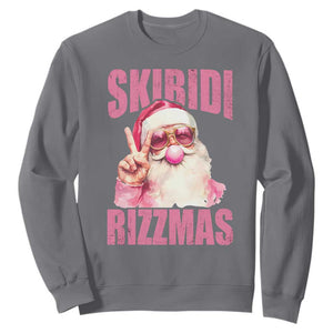 Funny Xmas Sweatshirt Skibidi Rizzmas Pink Santa Bubble Gum TS09 Charcoal Print Your Wear