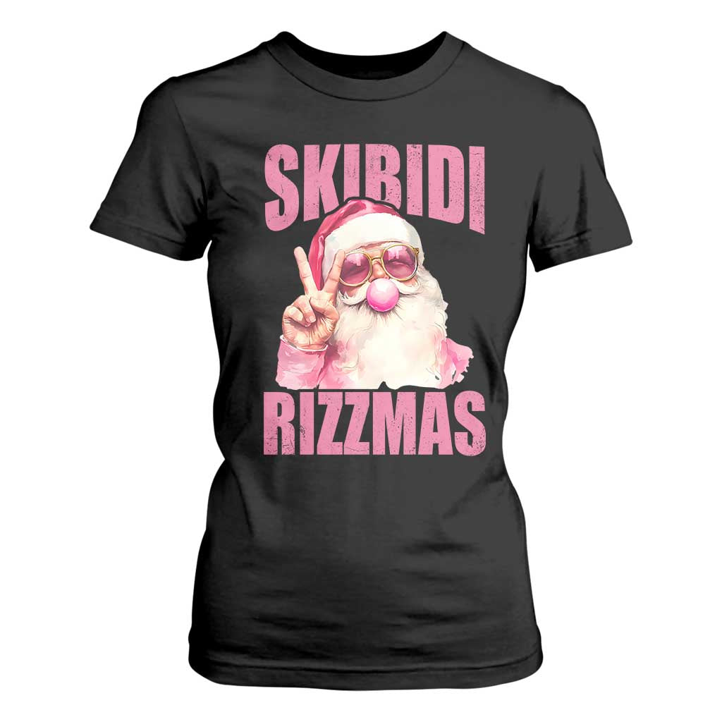 Funny Xmas T Shirt For Women Skibidi Rizzmas Pink Santa Bubble Gum TS09 Black Print Your Wear