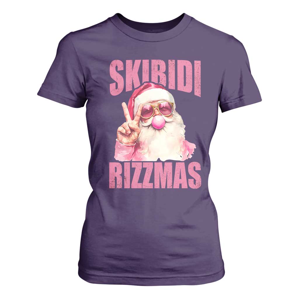 Funny Xmas T Shirt For Women Skibidi Rizzmas Pink Santa Bubble Gum TS09 Purple Print Your Wear