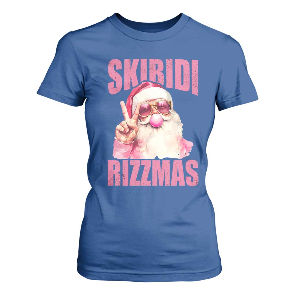 Funny Xmas T Shirt For Women Skibidi Rizzmas Pink Santa Bubble Gum TS09 Royal Blue Print Your Wear