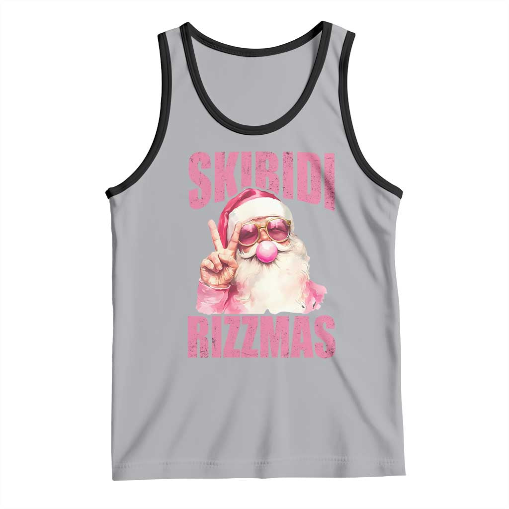 Funny Xmas Tank Top Skibidi Rizzmas Pink Santa Bubble Gum TS09 Athletic Heather Black Print Your Wear