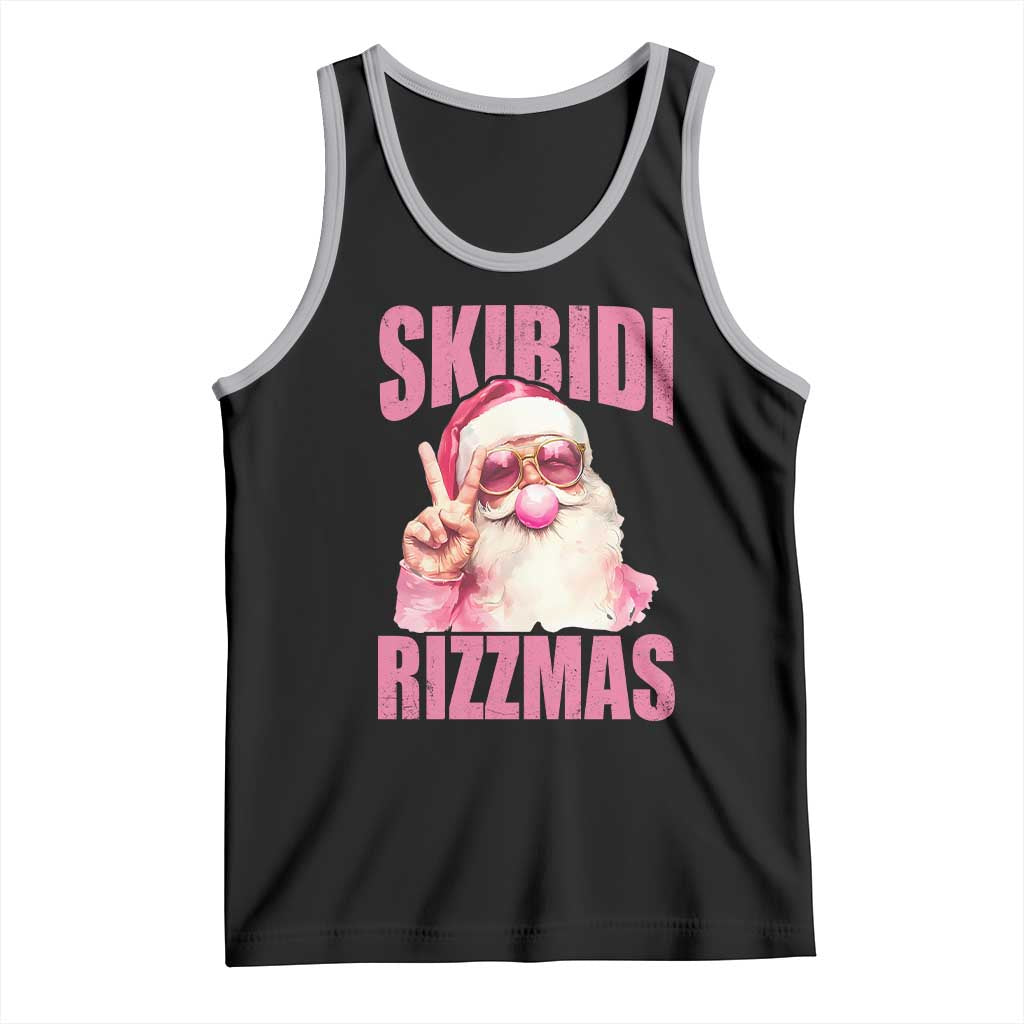 Funny Xmas Tank Top Skibidi Rizzmas Pink Santa Bubble Gum TS09 Black Athletic Heather Print Your Wear