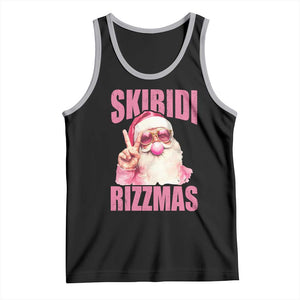 Funny Xmas Tank Top Skibidi Rizzmas Pink Santa Bubble Gum TS09 Black Athletic Heather Print Your Wear