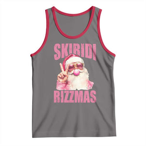 Funny Xmas Tank Top Skibidi Rizzmas Pink Santa Bubble Gum TS09 Deep Heather Red Print Your Wear