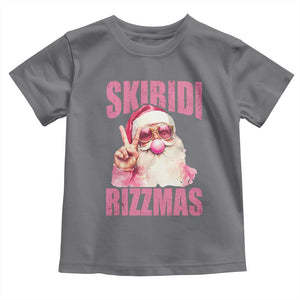 Funny Xmas Toddler T Shirt Skibidi Rizzmas Pink Santa Bubble Gum TS09 Charcoal Print Your Wear