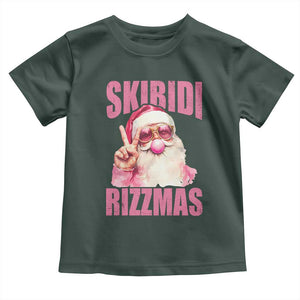 Funny Xmas Toddler T Shirt Skibidi Rizzmas Pink Santa Bubble Gum TS09 Dark Forest Green Print Your Wear