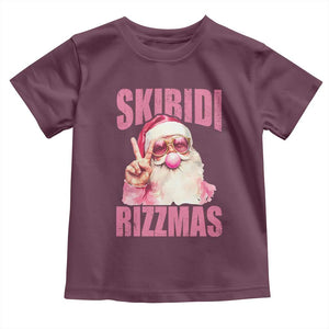 Funny Xmas Toddler T Shirt Skibidi Rizzmas Pink Santa Bubble Gum TS09 Maroon Print Your Wear